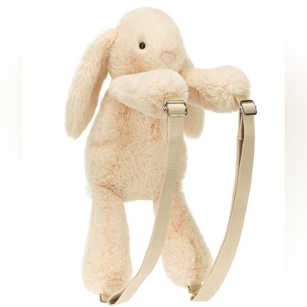 Jellycat Smudge Rabbit Backpack 17x6.3x4.7" 23" Strap Soft and Plush NWT
